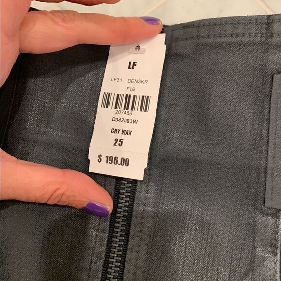 LF x Carmar NWT charcoal grey coated mini skirt size 25 - Picture 2 of 5